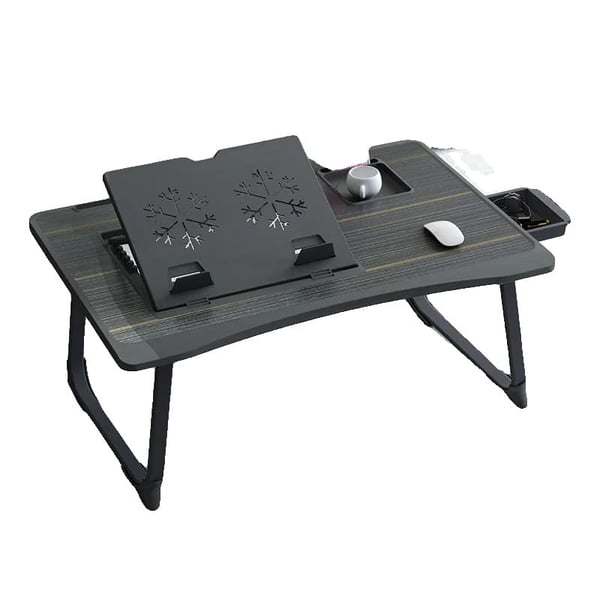 Computerbord, Multifunktionelt Design, Højdejusterbart,sort-med skuffe