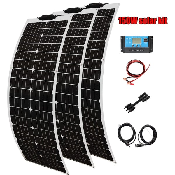 Fleksibelt Solpanel Kit, 100W Udgang, Intelligent Opladningsteknologi,150W solkit