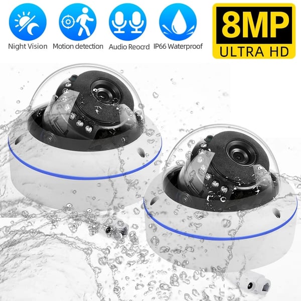 IP Kamera, 8MP Ultra HD, Vejrbestandigt Design,2 stk kamera