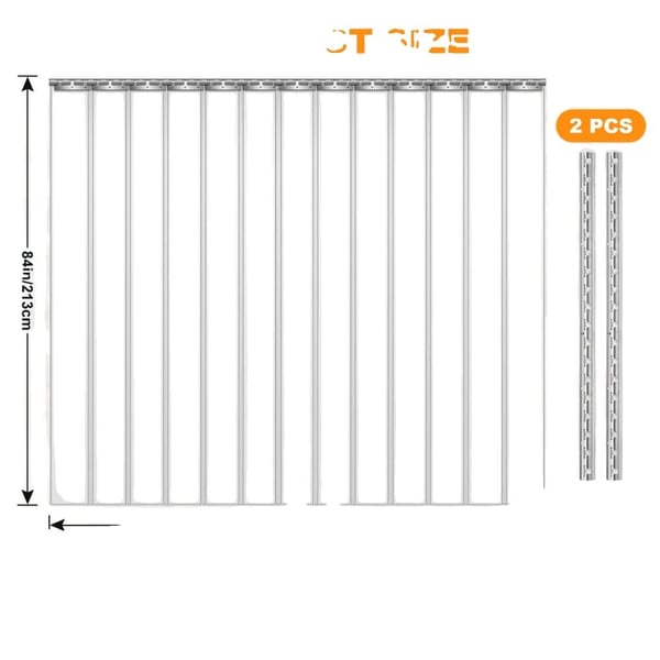 Vindbeskyttende PVC-stribegardin, energieffektiv, klar synlighed,183x213cm 13STK