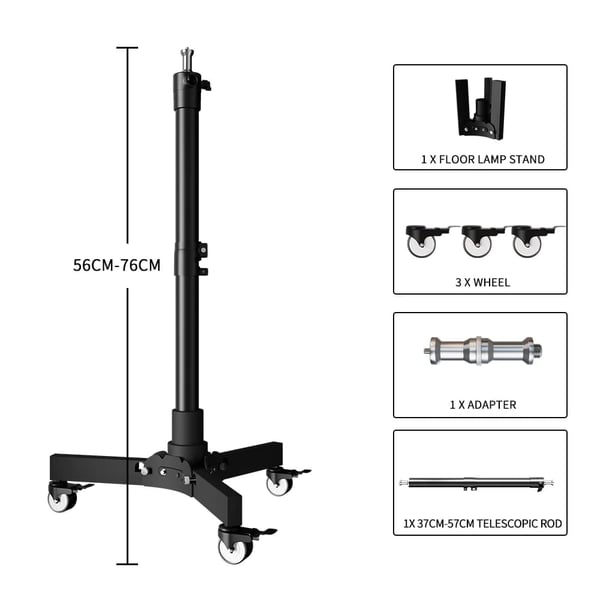 Fotografi Lystativ, Justerbar Højde 56-183 cm, Holdbar Metal Konstruktions,76 cm model