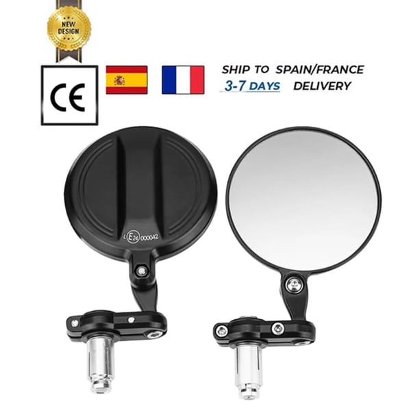 Motorcykel, E24 Certificeret, CNC Aluminiumlegering, 360° Rotérbar,Spejl
