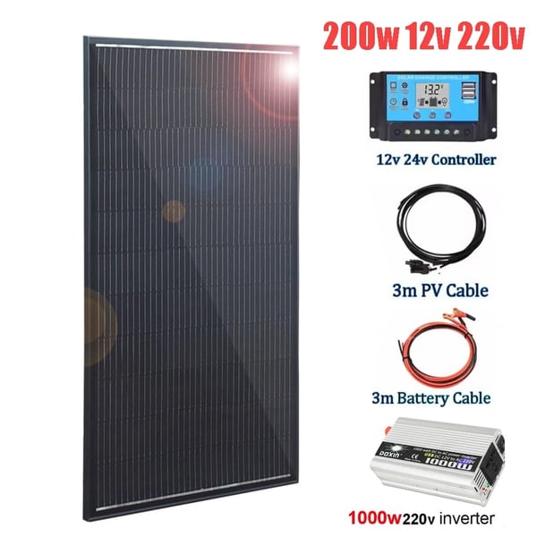 Aurinkopaneeli, monokiteinen, kevyt muotoilu,200w 12v 220v sarja