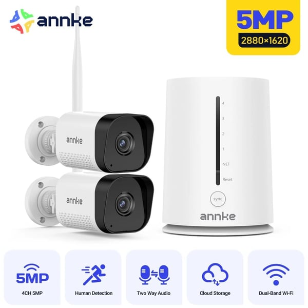 IP-kamera, 5MP opløsning, Wi-Fi-forbindelse,Med 2stk Cam