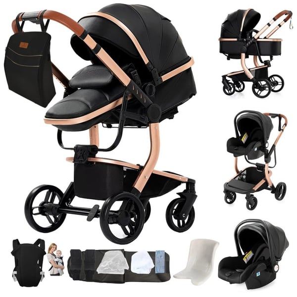 Børnetransportør, 3-i-1 Rejsesystem, All-Terrain Hjul,X518-SORT