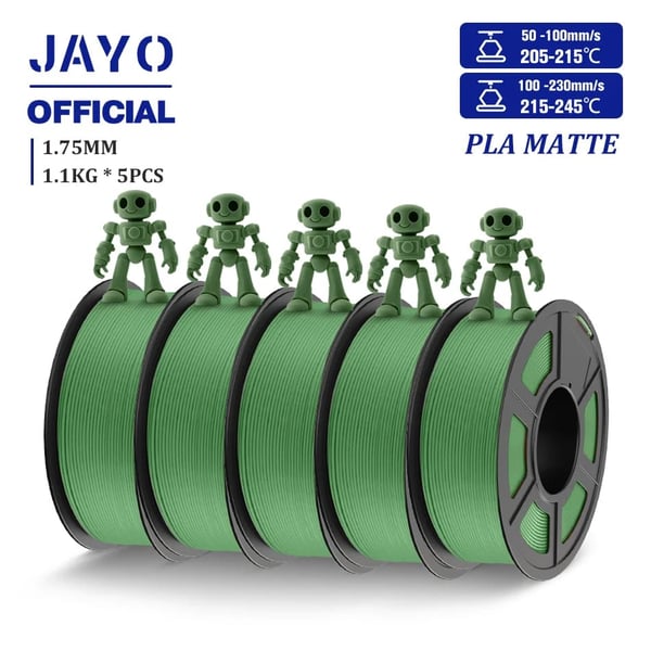 3D-printer filament, mat finish, ingen tilstopning,PLA Mat O-Grøn