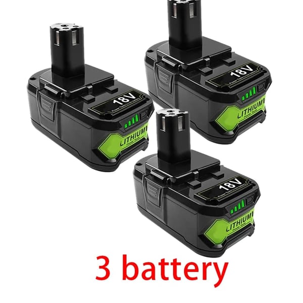 Batteri, 6Ah kapacitet, Li-ion, kompatibel med Ryobi, 3 batterier