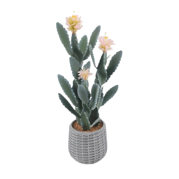 Kunstig Kaktusplante, Realistisk Struktur, Potte Faux Dekor,Pink Blomst