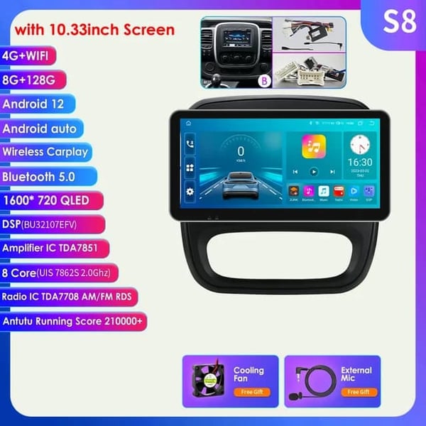 Bil Multimedia Afspiller, GPS Navigation, Carplay Integration, 1033 S8 B