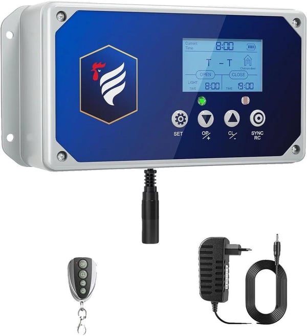 Automatisk Hønsehusdør, LCD Timer, Fjernbetjening,E