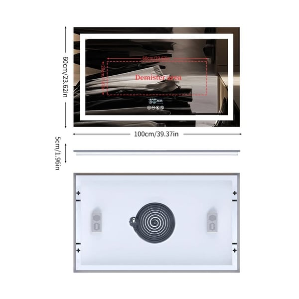 LED Badeværelsesspejl, Bluetooth-højttaler, Anti-dug funktion, Hukommelsesfunktion,100x60cm