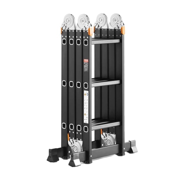 Multifunktionel sammenklappelig stige, 150 kg belastningskapacitet, justerbart 3-trins design,Sort, 3 trin