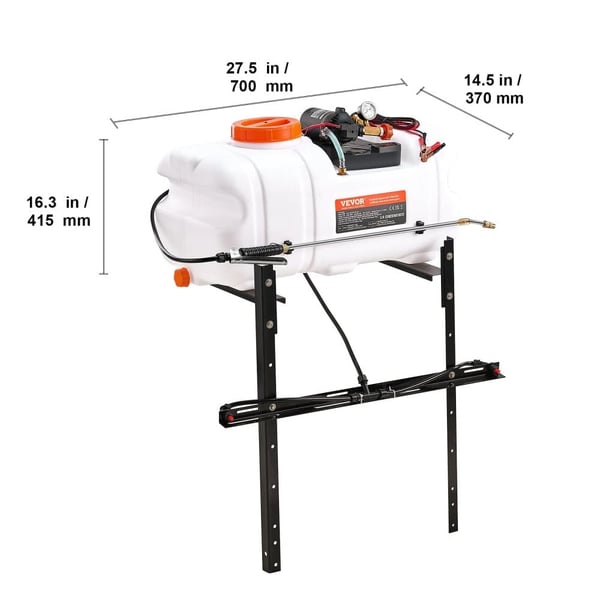 60L ATV Spot Sprayer, Justerbar Boom, 116PSI 12V Pumpe,15 gallon