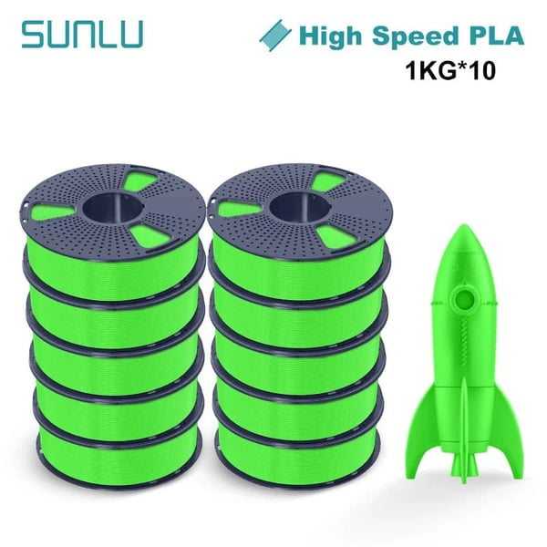 Korkean nopeuden PLA-filamentti, 1,75 mm halkaisija, 180-190 tulostuslämpötila, 100% nollakuplia,HS-PLA Vihreä