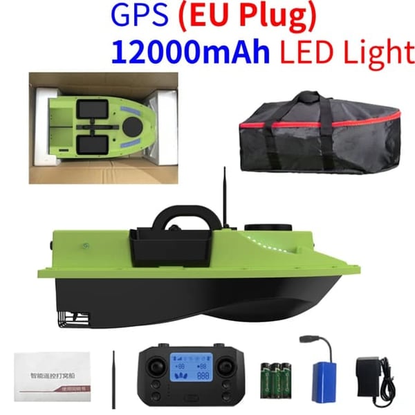 GPS Fiskeri Agn Båd, Dobbelt Motor, Fiske Finder, EU-stik 12000mAh