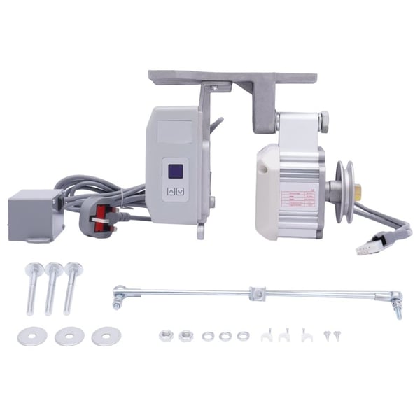 Symaskinemotor, 550W effekt, justerbar hastighed 200-4500 omdr./min, dimensioner 25,5x14x19,5 cm, isoleringsniveau F, holdbart aluminiummateriale