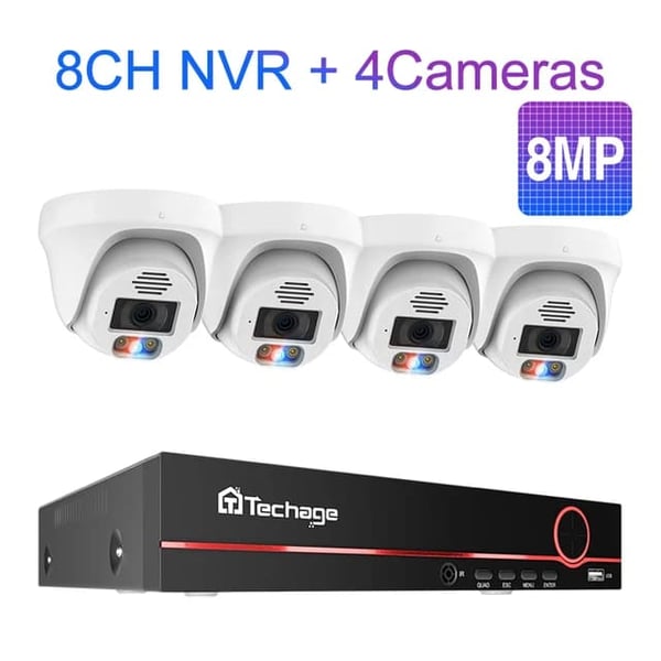 POE Sikkerhedskamera System, 4K Opløsning, Ansigtsgenkendelse, , 3T（户外运动）, 8CH 4pcs 8MP Cameras