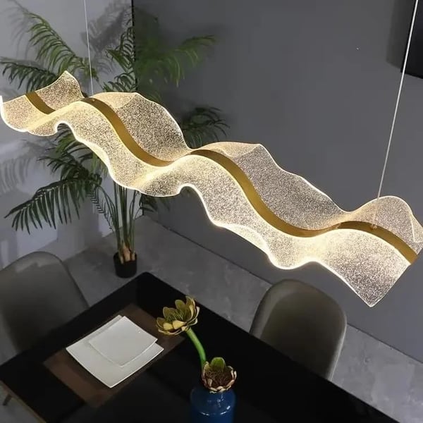 Pendellampe, Justerbar Højde, Moderne Stil,Tricolor lys, længde  80cm, guld