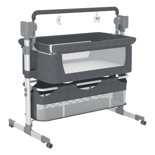 Baby Bassinet, 3-i-1 Design, Bluetooth Musikfunktion,GRÅ