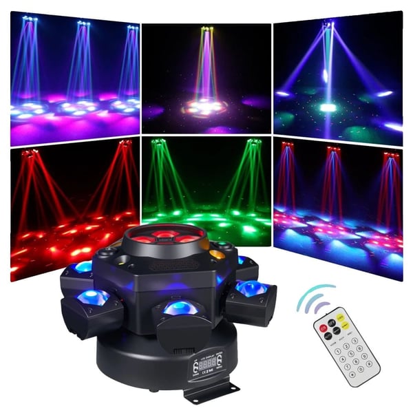 Bevægelseshovedstrålelys, RGBW LED'er, DMX512 kontrol,EU stik, sort