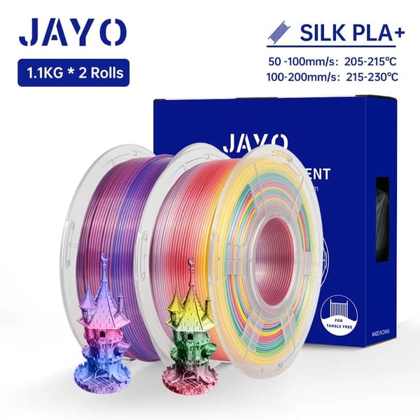 JAYO Silk PLA+ Regnbue Filament, Dobbelt/Tre Farver, 1,1 kg Nettovægt,SILK Regnbue 2 Ruller