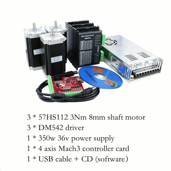 CNC Router Kit, 4-akset Steppermotor, Vandkølet Spindel, 3 akse 3Nm kit