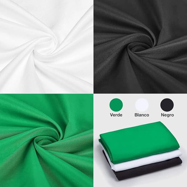 Chroma Key Baggrund, 1,8m x 2,8m, Muslin Materiale,3 pc'er 3 farver, 180 cm x 280 cm