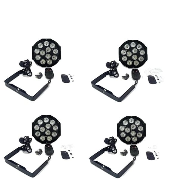 LED Par Lys, RGBW 4i1 Teknologi, DMX Kontrol, 4X 12x18W Trådløs, EU-stik