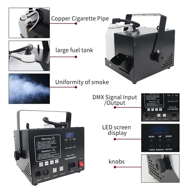 Savukone, 1000W Teho, Jatkuva Savun Tuotto, 220v, EU Plug