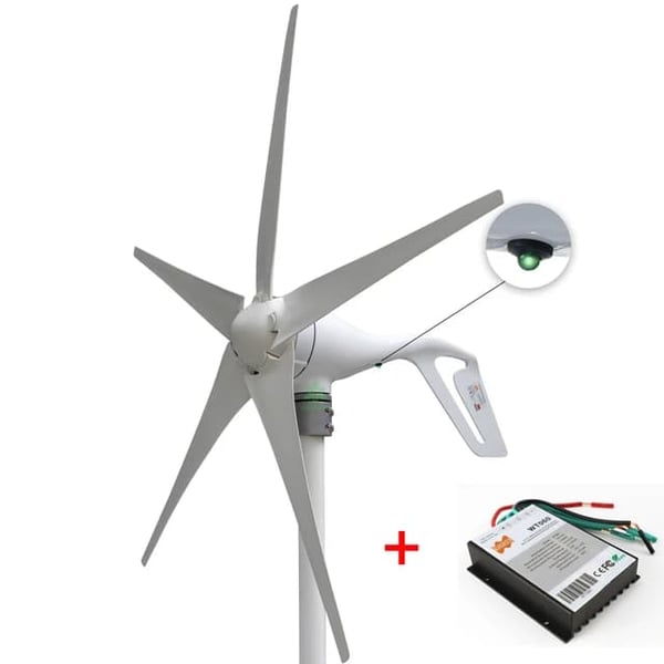 Vindmølle Generator Kit, 400W Effektudgang, PWM Controller, 24V, 5 hvide blade, 400W