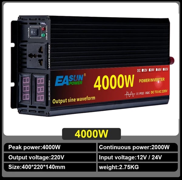 Ren Sinuskurve Inverter, Multifunktionel Brug, Høj Effektivitet,220V-c, 24V-a, Universal-c, 4000W-a