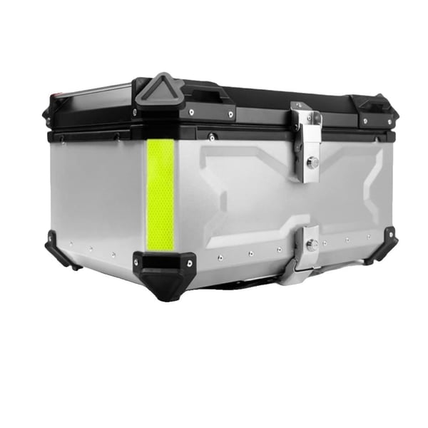 Motorcykeltrunk, holdbart aluminium, rummelig 80L opbevaring,sølv-65L X-1