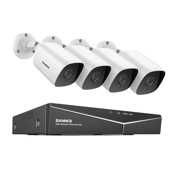 CCTV-system, 1080P opløsning, 4 kameraer inkluderet,4CH DVR 4 Kamera, Ingen