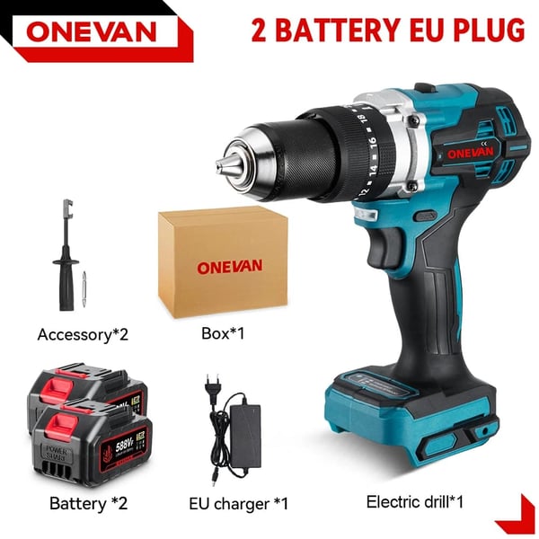 Iskuväännin, 650N.m vääntö, 20+3 vääntösäätöä,2 Akku EU Plug A