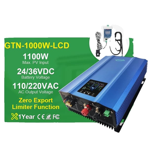 Sol inverter, høj effektivitet, smart enhed funktionalitet,190-260V, PV26-45V(24V BAT), LCD 1000W begrænser