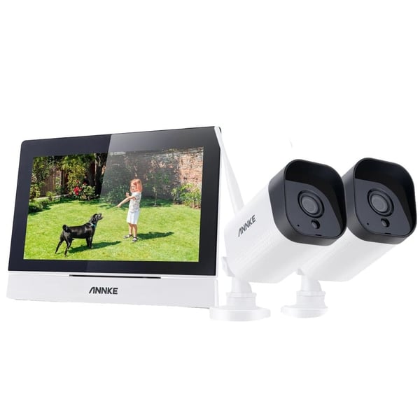Trådløst CCTV-system, 7-tommer berøringsskærm, tovejskommunikation,3MP 2PCS Kamera 64G