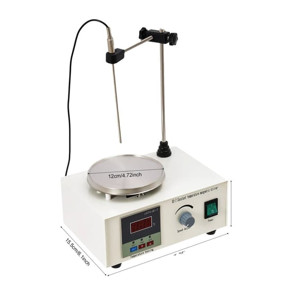 Magnetisk Rører, Justerbar Hastighedskontrol, Temperaturinterval 0-99, 250W Opvarmningskraft,EU, Hvid