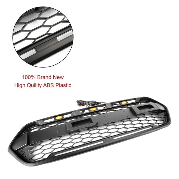 Frontbumpergrill, mat sort finish, direkte erstatning, holdbart ABS-materiale
