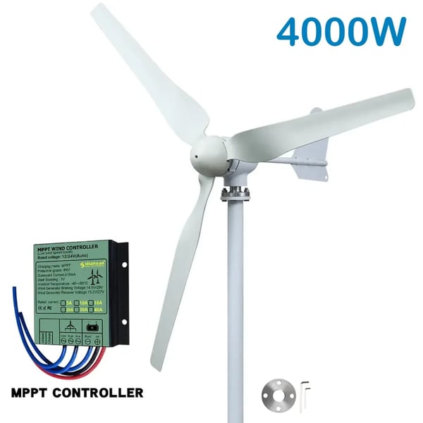 Vindmøllegenerator, Vedvarende Energikilde, Lavt Støjniveau,Med MPPT kontrol, 4000W, 12V