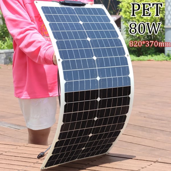 Solpanel, Monokrystallinsk Konstruktion, Høj Effektivitet,PET 80W
