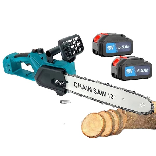 Elektrisk kædesav, børsteløs motor, batteridrevet,to batterier, 12 inches