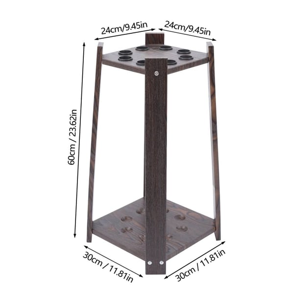 Billardkø Rack, 8-Huls Opbevaring, Multifunktionel Organizer,Brun