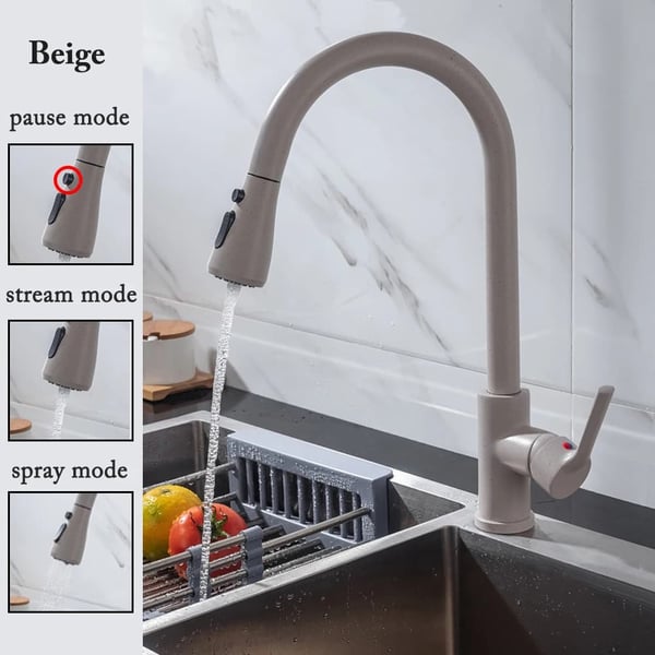 Utrækbar køkkenarmatur, alsidige spraytilstande, rustfrit stål konstruktion,CF04043YMWM Beige