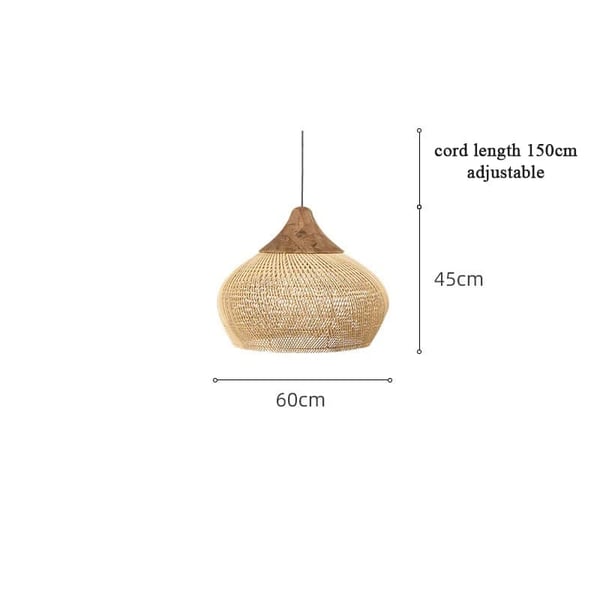 Pendellampe, Stilfuld Rattan Design, Alsidig til Forskellige Rum,60x45cm, Ingen pære