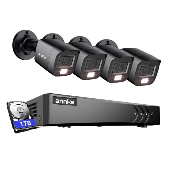 Sikkerhedskamera System, AI Detektion, Farve Natvision,4stk  1TB
