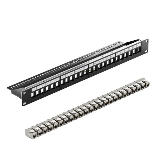 Patchpanel, 24-ports skærmet, værktøjsfri design, CAT7 kompatibilitet,Patch Panel Sæt
