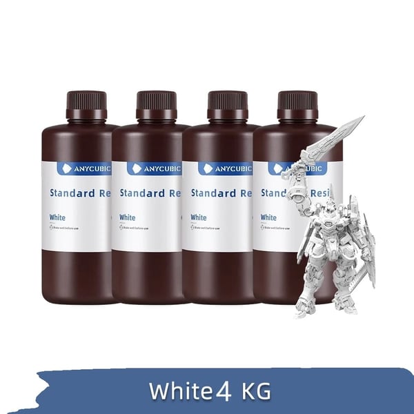 ANYCUBIC 4KG UV-harpiks, hærdningsbølgelængde 405 nm, høj viskositet 552 mpa.s,4kg Hvid