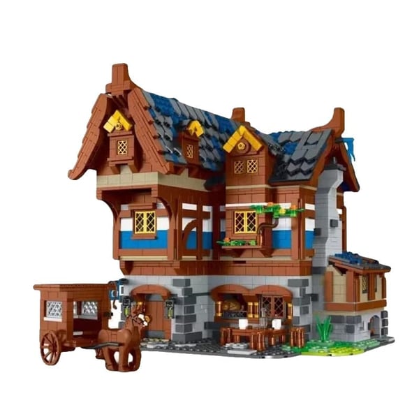Medieval Tavern Byggesæt, Kompatibelt med Andre Byggesystemer,3451PCS