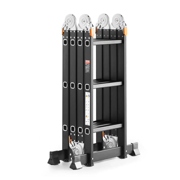 Multifunktionel sammenklappelig stige, 150 kg belastningskapacitet, justerbart 3-trins design,Sort, 3 trin