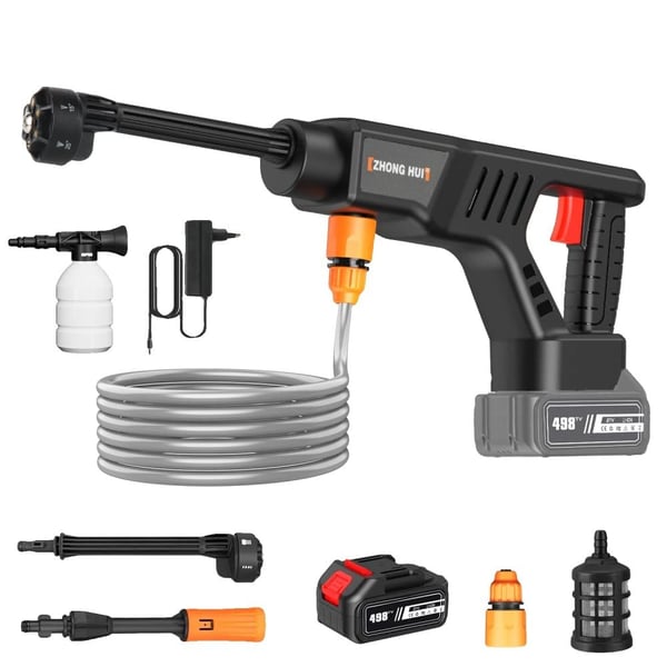 Højtryksrenser, Trådløs Betjening, Multi-Mode Spraydyse,T1, Batteridrevet